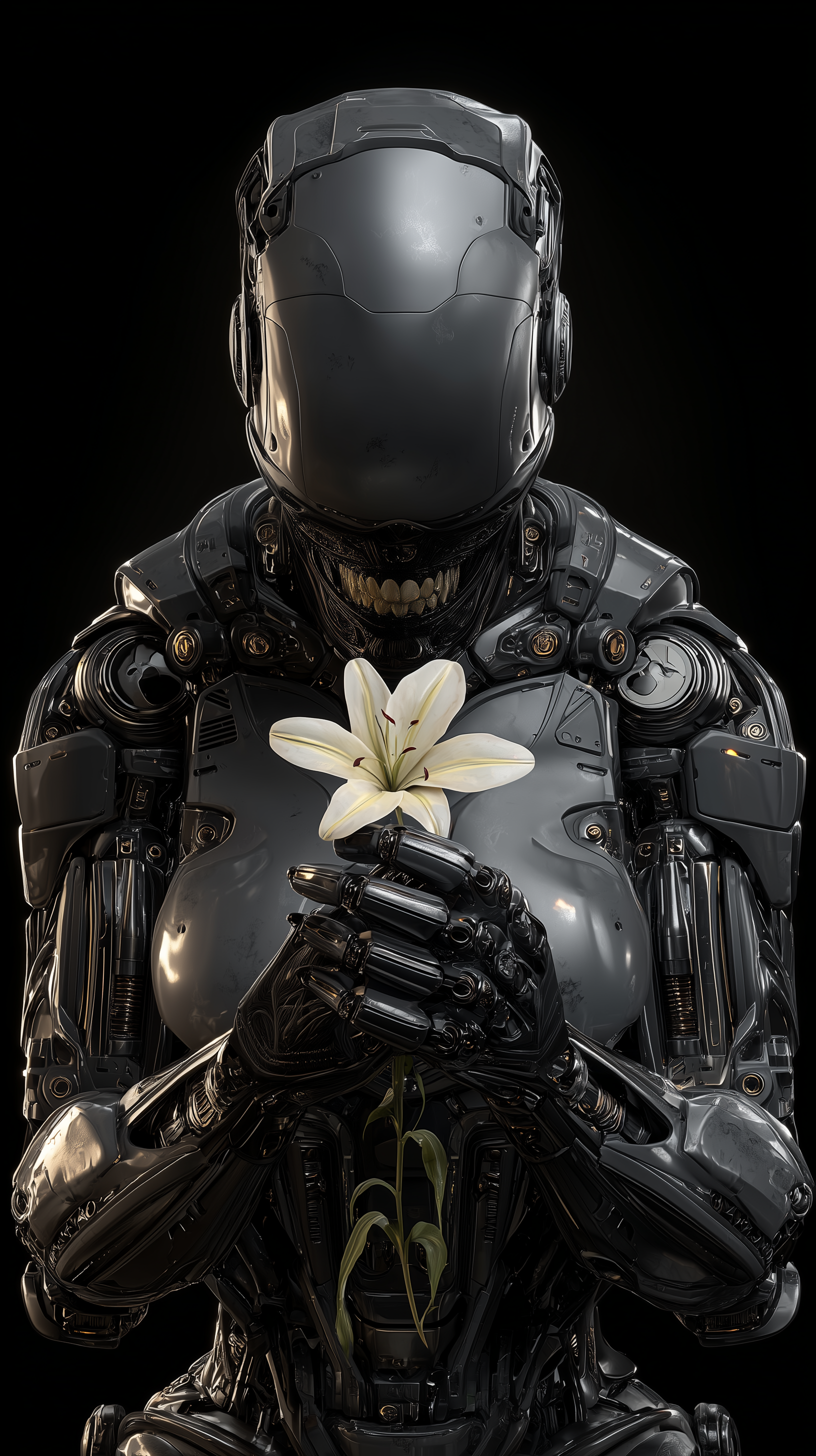 midjourney shatter realistic render cyberpunk front central view upper body skeletal teeth and jaw r