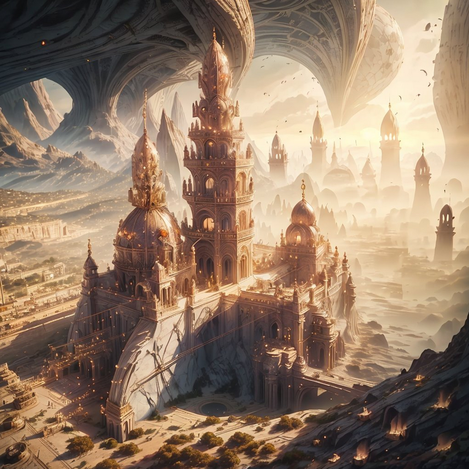 stable diffusion 21 768 stunning fantasy city of scientists and magicians with white marble houses a