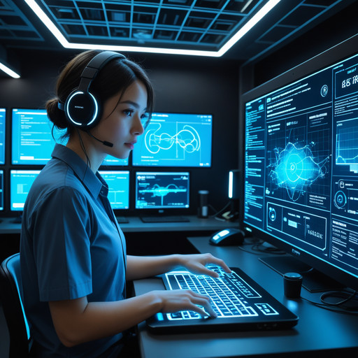 masterpiece, best quality, highly detailed, intricate, photorealistic, sharp focus, 8k,
Closeup of a Artificial intelligence with a holographic interface, captivating makeup, in a tech hub.