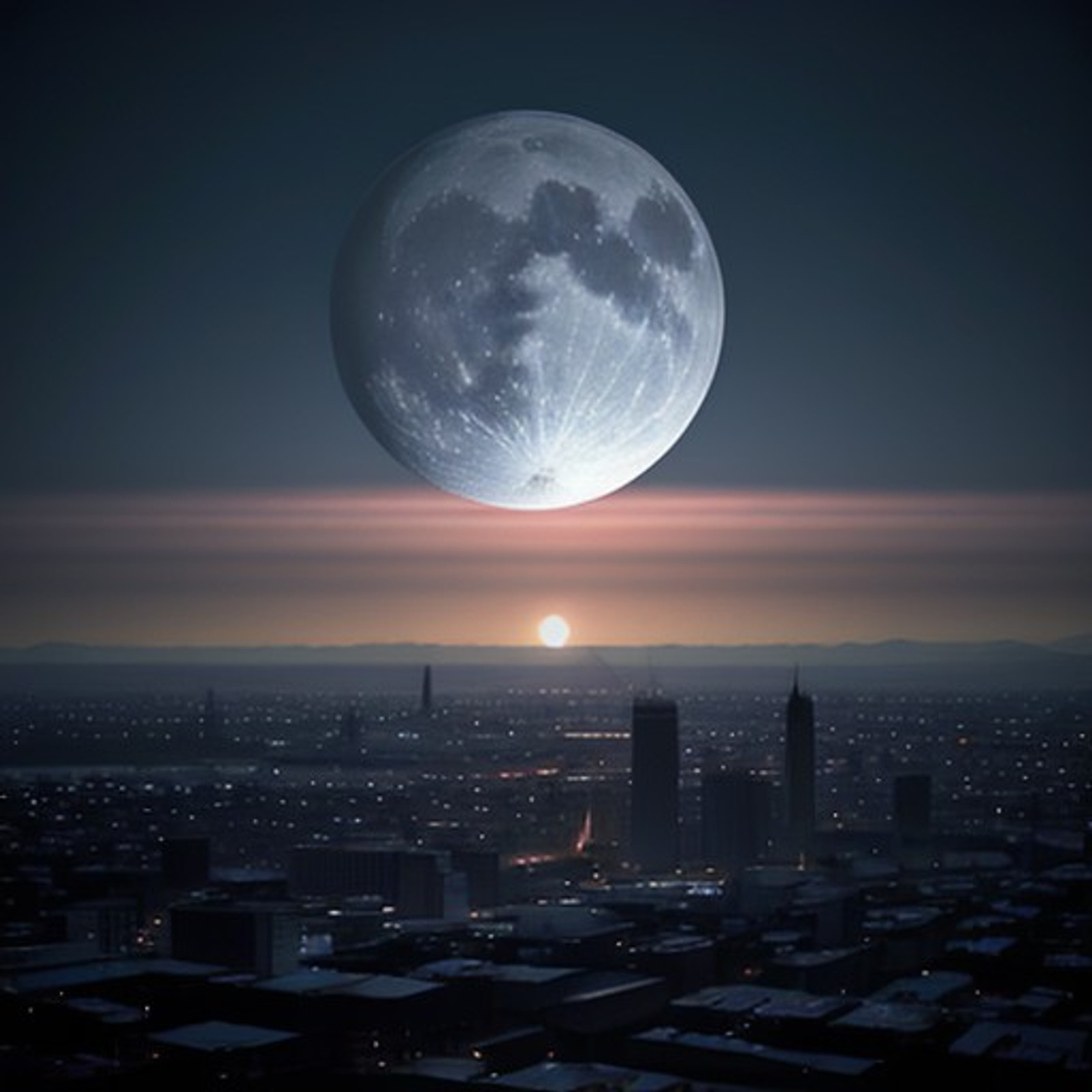 A city on the moon at dawn.