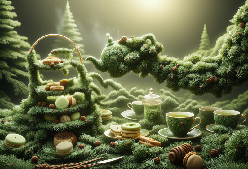 fir needle style, made out of fir needles, masterpiece, best quality, very aesthetic, 4k, an elegant surreal h