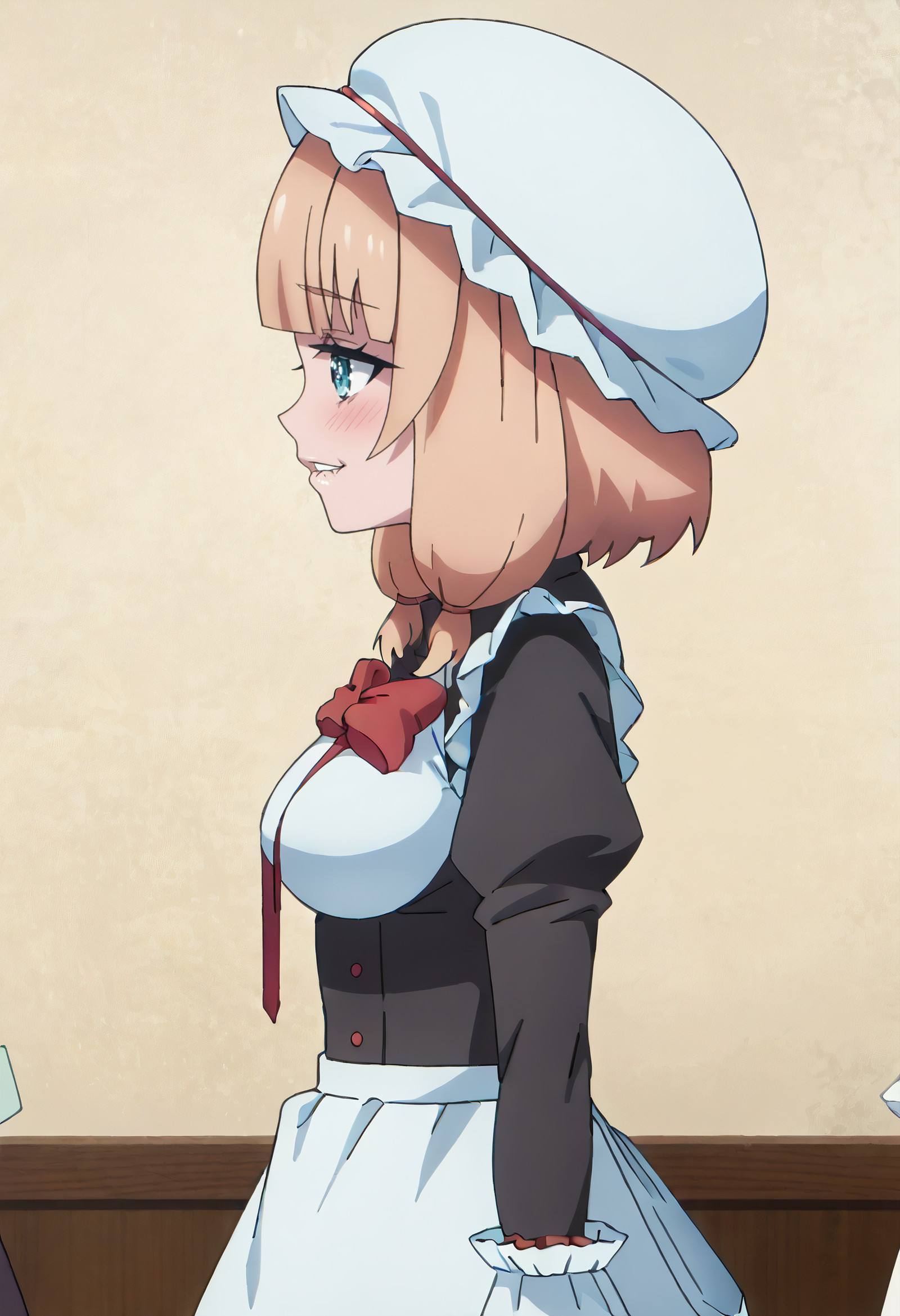    score_9, score_8_up, score_7_up, source_anime, anime_screencap, detailed_face, Desire, biting lip, eyes narrowed, deep blush, cocked head, wild gaze, MSNSaty, blunt_bangs, blue_eyes, blonde_hair, medium_hair, sidelocks,  solo, SatyMaidA, hat, mob_cap, maid, apron, dress, black_dress, puffy_sleeves, bow, maid_apron, frills, long_sleeves, maid_headdress, juliet_sleeves, white_hat, white_apron, ribbon, red_bow, bowtie, red_ribbon, low_twintails, twintails, enmaided, red_bowtie, white_headwear, back_bow, waist_apron,  from side, side view, cowboy shot, <segment:girl's face,0.55,0.2//cid=11> absurdres, masterpiece, detailed face, perfect face, correct face, perfect anatomy, accurate, sharp lines, beautiful, extremely detailed, source_anime, anime screencap, Desire, biting lip, eyes narrowed, deep blush, cocked head, wild gaze, MSNSaty, blunt_bangs, blue_eyes, blonde_hair, medium_hair, sidelocks, 