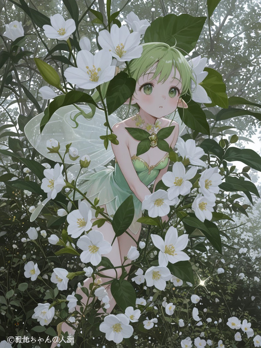 ((safe:2)), slim body, small breasts, fairy wings, fairy, 1girl, female, fairy outfit,  detailed face, source anime, cute, adorable, detailed, outdoors, beautiful nature, flowers,