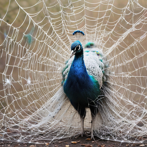 ( peacock made of SpiderWeb:1.2), (no humans), SpiderWeb,
outdoor, scenery, blurred background, bokeh,
 <lora:allcobwebby:1>