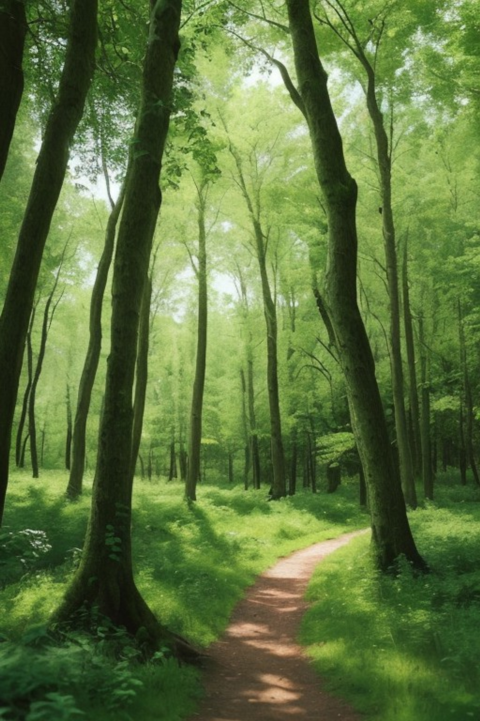summer forest, outdoors,  lush trees, wind