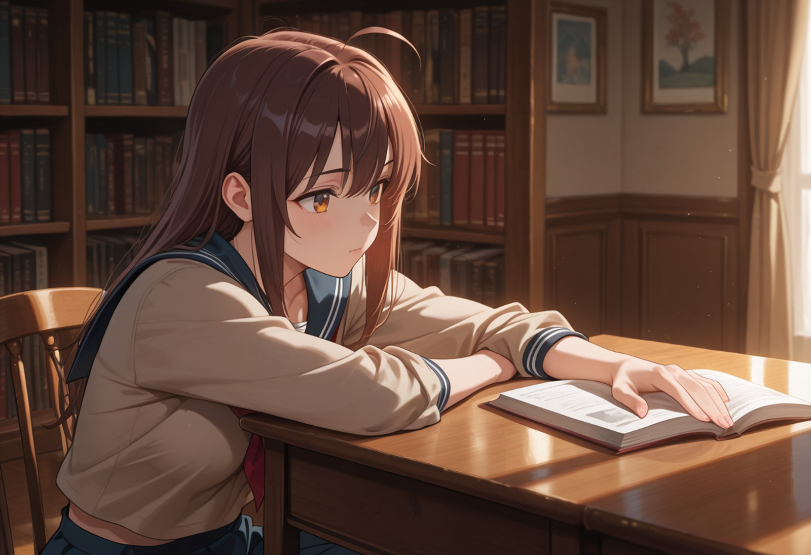 best quality,(SFW),source_anime,(indoor,library)
