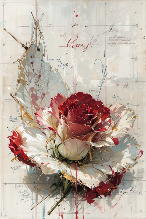 rose, <lora:artisandraftstyle-v3rsefx-v1:1> adstyle, sketch, scenery, white background, english text, signature,