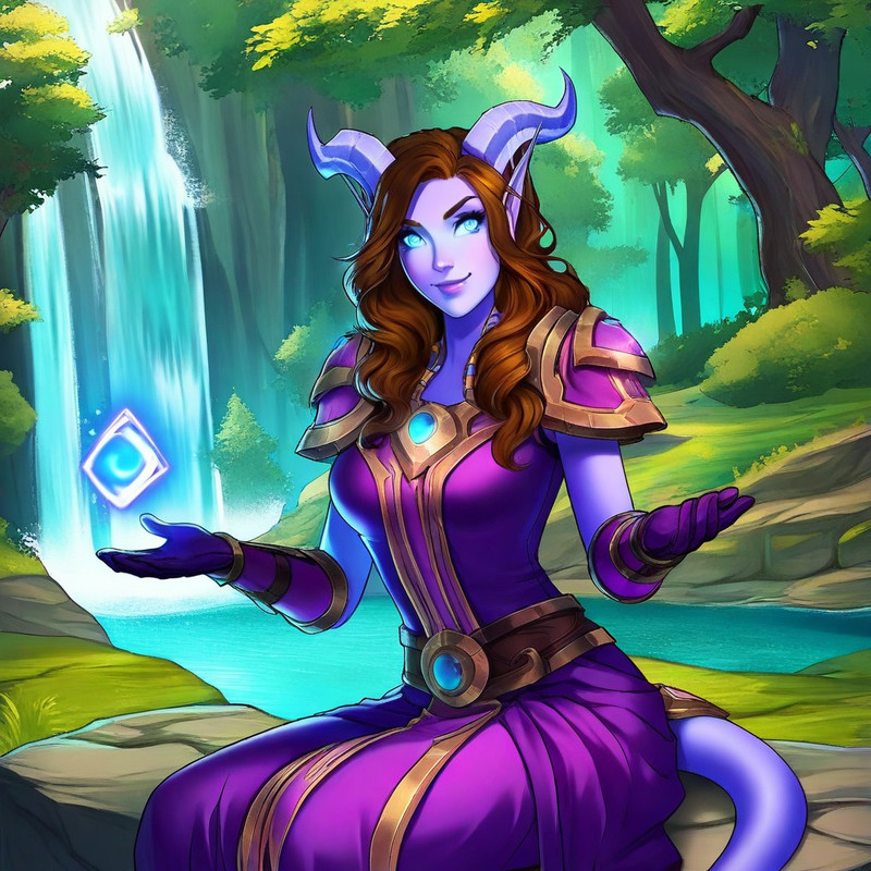 masterpiece, high quality, 1female, solo, adult, highly detailed, World of Warcraft, WoW, draenei, drnei, purp