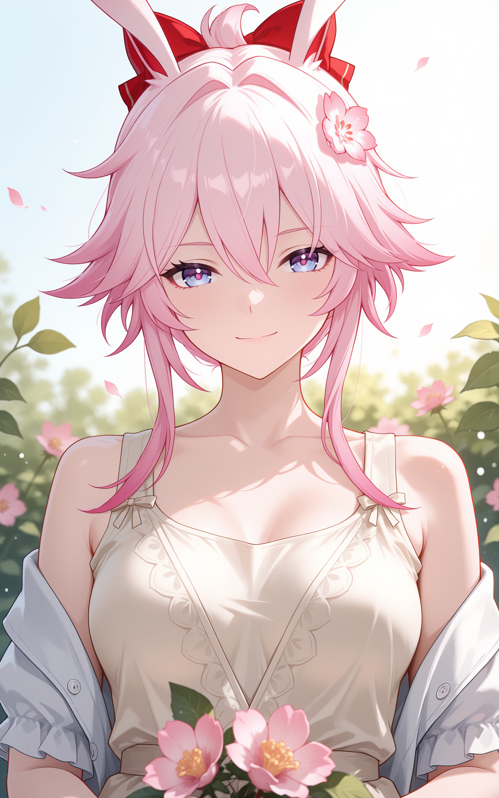 embedding:lazypos,masterpiece,highres,colorful,//////,
feiying_honkai_star_rail,(alternate_costume:1.2),1girl,short hair,solo,medium breasts,bunny_ears,frilled,beige_dress,short_sleeves,bare shoulders,looking_at_viewer,(portrait:1.2),depth of field,solo_focus,smile,whimsical details,storybook aesthetic,delicate line art,blurry foreground,pastel colors,plant,flower,bouquet,flower_bloom,(((ink))), ((watercolor)),(watercolor_(medium):1.2),fantasy,
