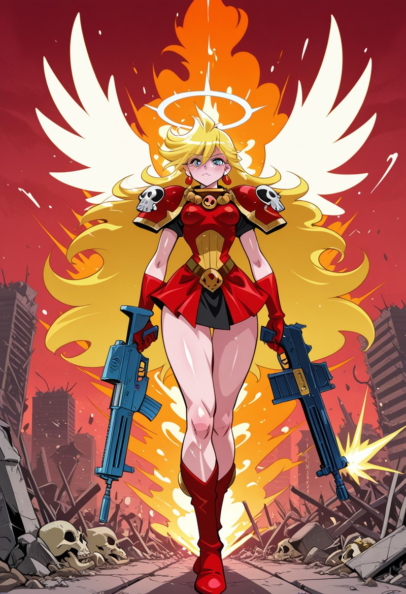 Arzmifny, 1990s (style), retro artstyle, panty (psg), panty anarchy, 1girl, solo, (sister of battle, solo, 1gi
