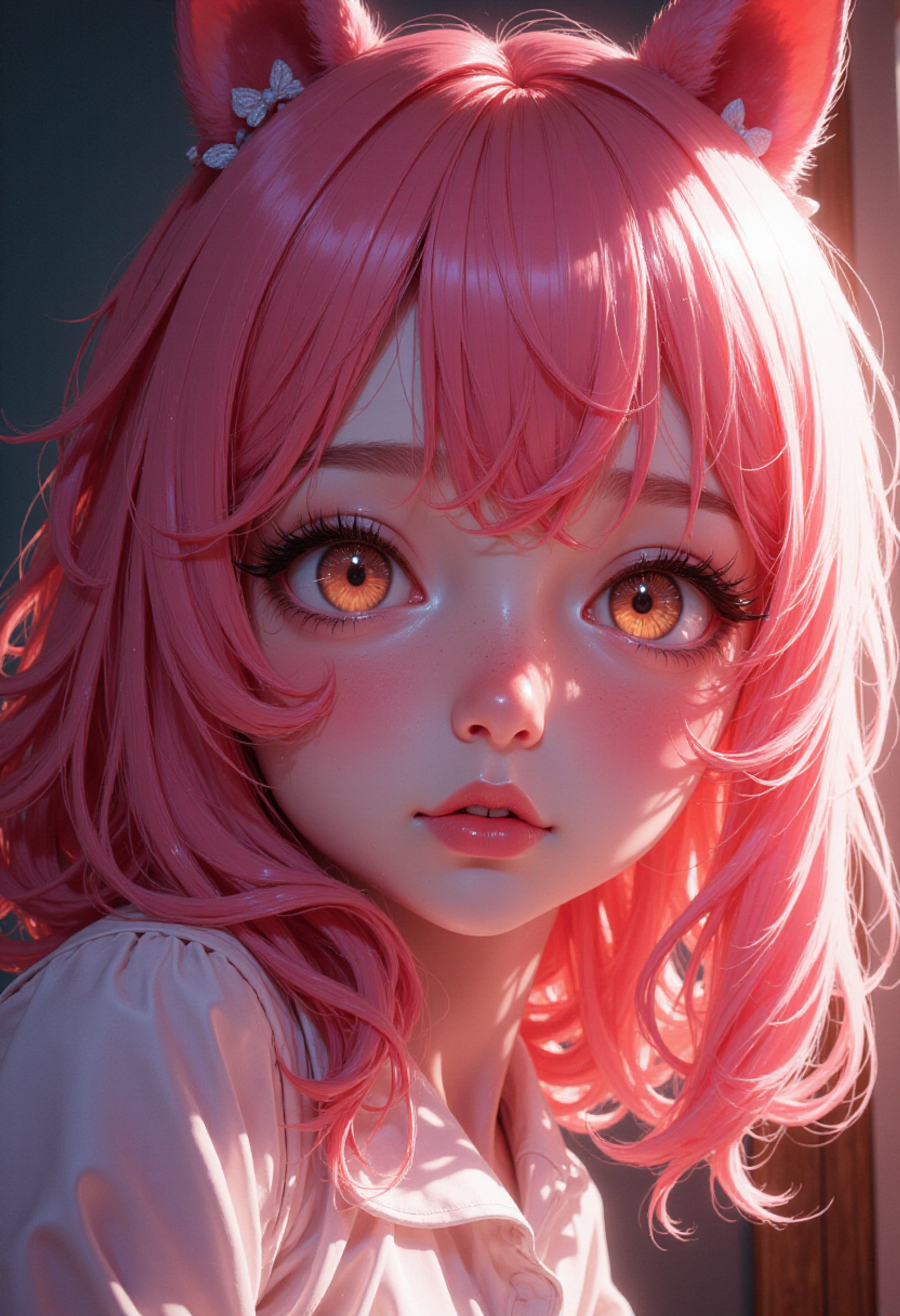 hyperrealistic digital painting,cute by Jeremiah Ketner,face by Stanley Artgerm,digital painting by Thomas Saliot,colorful by Natalia Rak,character by Lois van Baarle,shallow depth of field,realistic anime,lifelike anime girl,closeup on cute face and body,eyes,lips,light and shadows on face,incredibly detailed,fantasy,cherubic,young,pink hair,
<lora:iLLMythSharpL1nes:0.8>,<lora:FluxMythP0rtr4itStyle:0.5>,<lora:flux-colourful:0.8>,<lora:Gloominence:0.5>,<lora:FLUX-daubrez-DB4RZ-v2:0.5>,