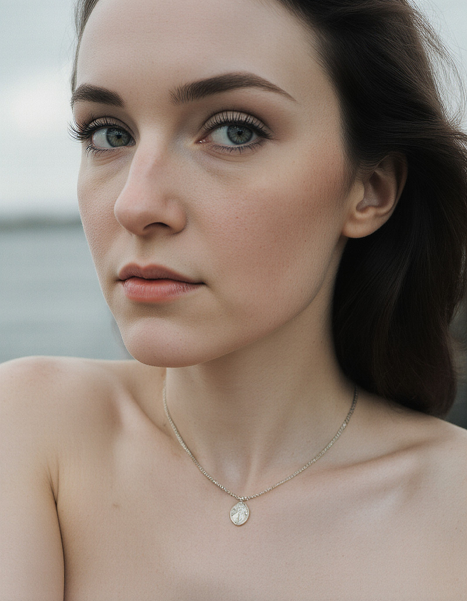 "Breathtaking over the shoulder shot photography of a Iceland woman looking at viewer, necklace, looking over shoulders, eyelashes, fine hair detail, entire hairstyle visible, perfect eyes with iris pattern, sensual lips, nose, (perfectly sharp:1.3), realistic textures, (deep focus, focus on background:1.5), 8k uhd, dslr, ultra high quality image, film grain, Fujifilm XT3 <lora:Iceland:1>"