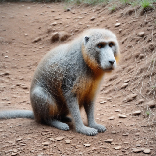 allcobwebby mandrill on ground. <lora:spiderweb_style_world_morph:1.5>