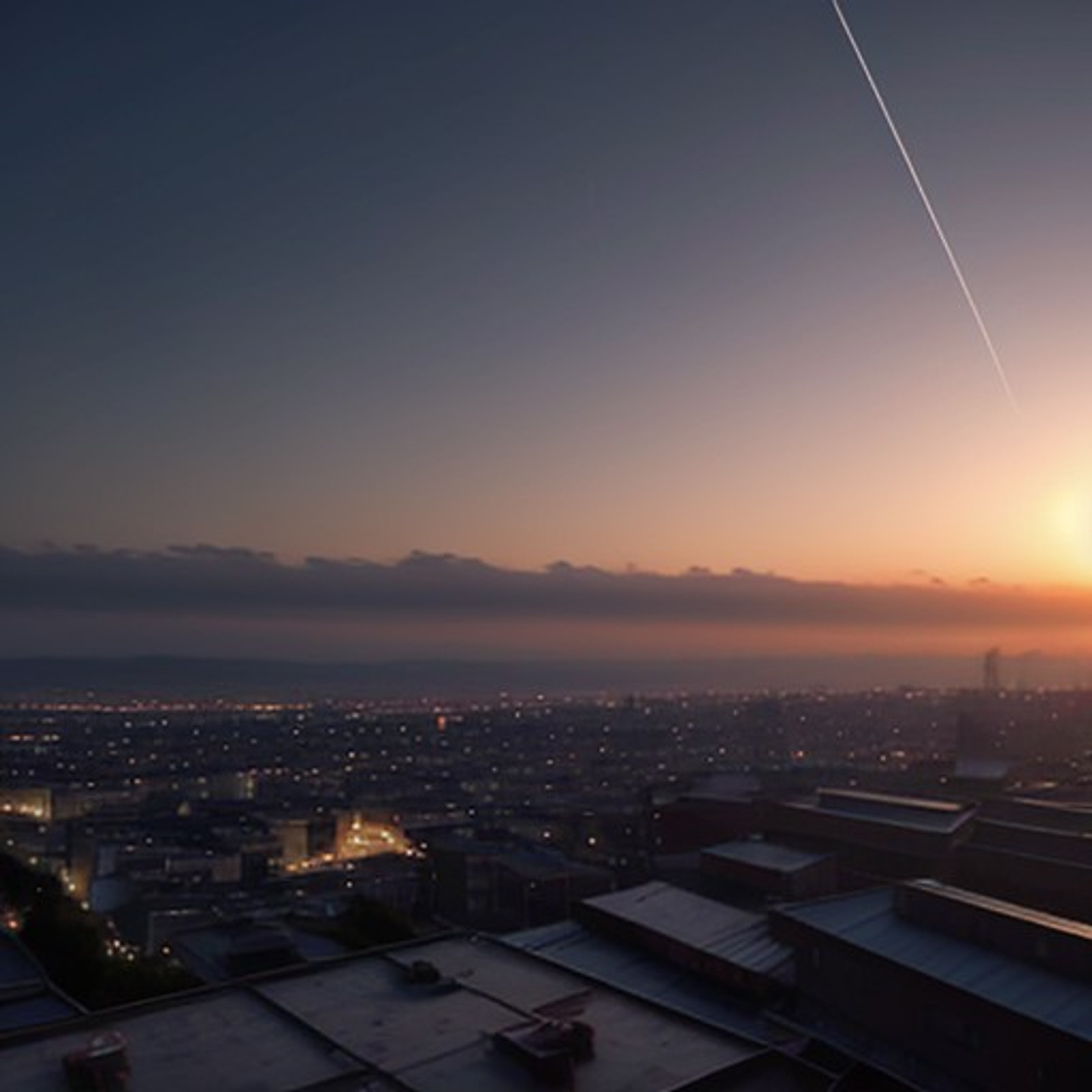 A city on the moon at dawn.