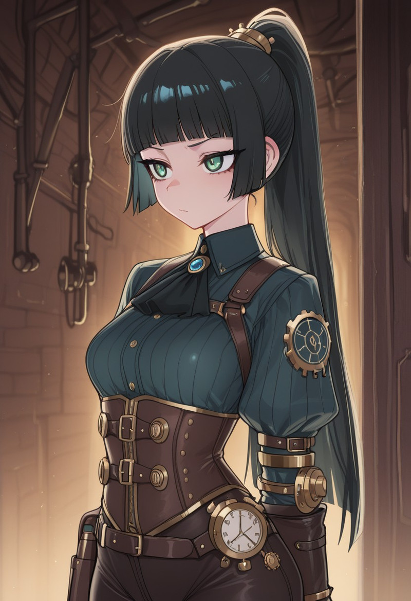 masterpiece, best quality, highly detailed, sharp focus, 1girl, solo, kkoi, long hair, black hair, blue eyes, 
