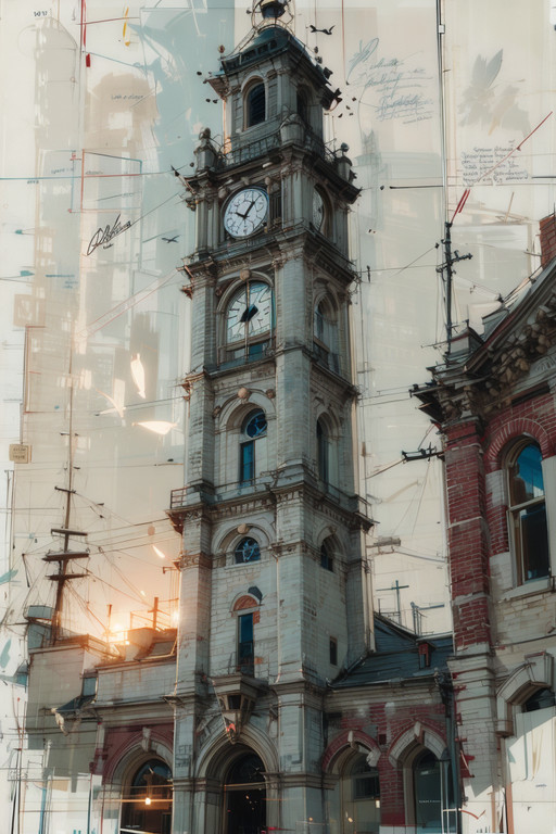 clock tower, <lora:artisandraftstyle-v3rsefx-v1:1> adstyle, sketch, scenery, white background, english text, signature,