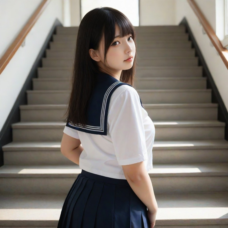 masterpiece, best quality, highly detailed, sharp focus, school girls, adult, blue school uniform, pleated ski