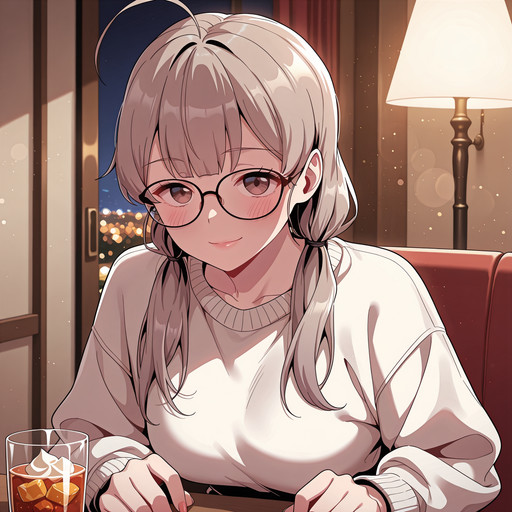 (very aesthetic),(absurdres:1.2),masterpiece,high score,amazing quality,(best quality),(ultra-detailed:1.4),(extremely detailed CG:1.2),(8k resolution:1.2),(perfect anatomy:1.3),(intricate details:1.2),ray tracing,global illumination,sharp focus,vibrant colors,anime coloring,bokeh,cinematic lighting,beatiful face,1girl,solo,PANSiHYUN,<lora:training_10052157-20260401031614149:1>,long hair,glass,sweater,glasses,low twintails,seductive_smile,