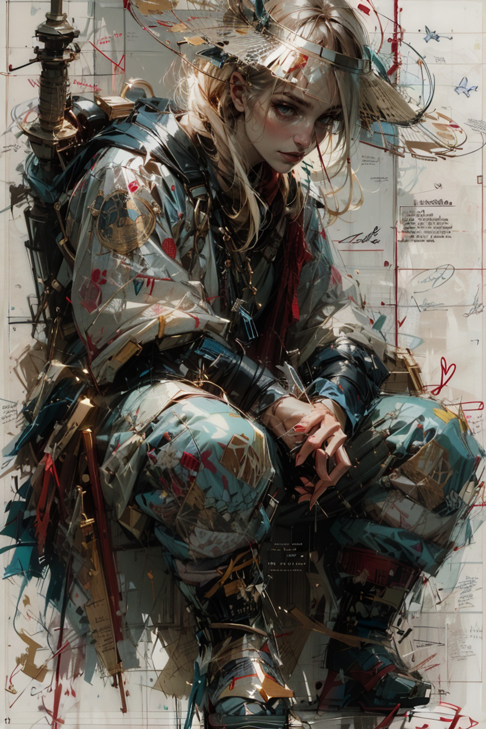 1girl, <lora:artisandraftstyle-v3rsefx-v1:1> adstyle, sketch, scenery, white background, english text, signature,
