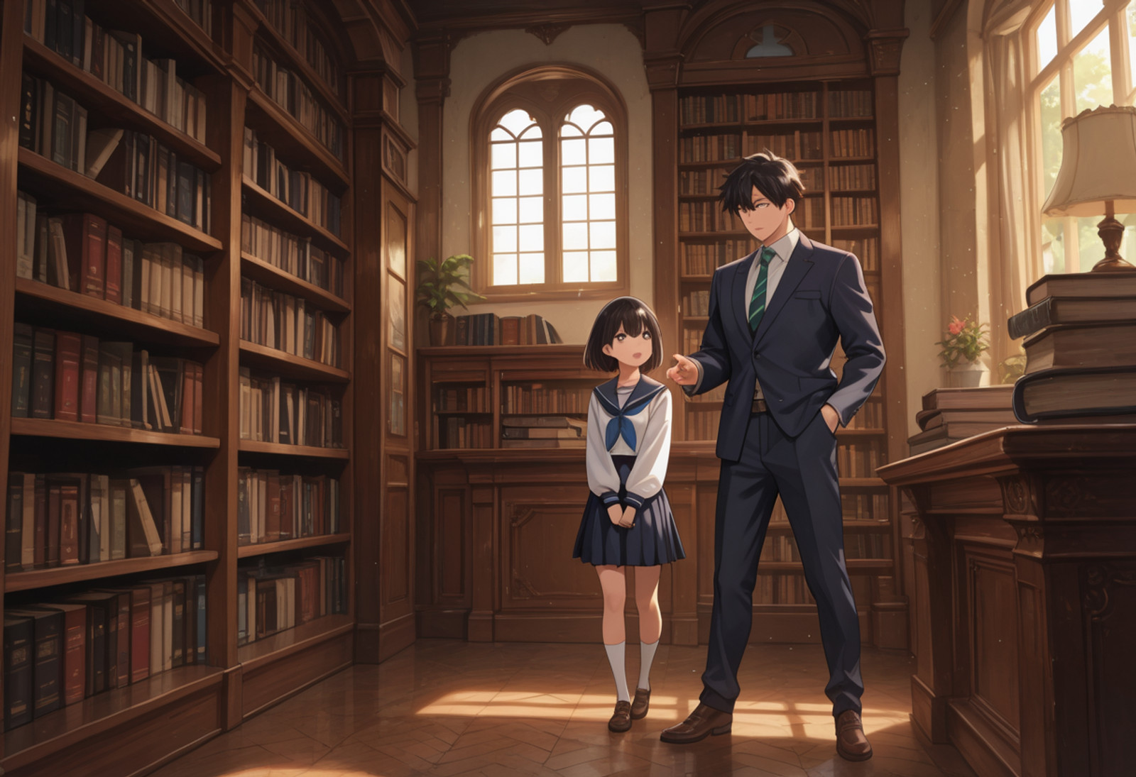 best quality,(SFW),source_anime,(indoor,library)