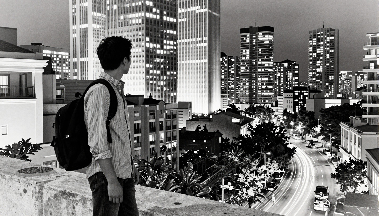 abstract, beautiful, strange, man, night, city, wonderful