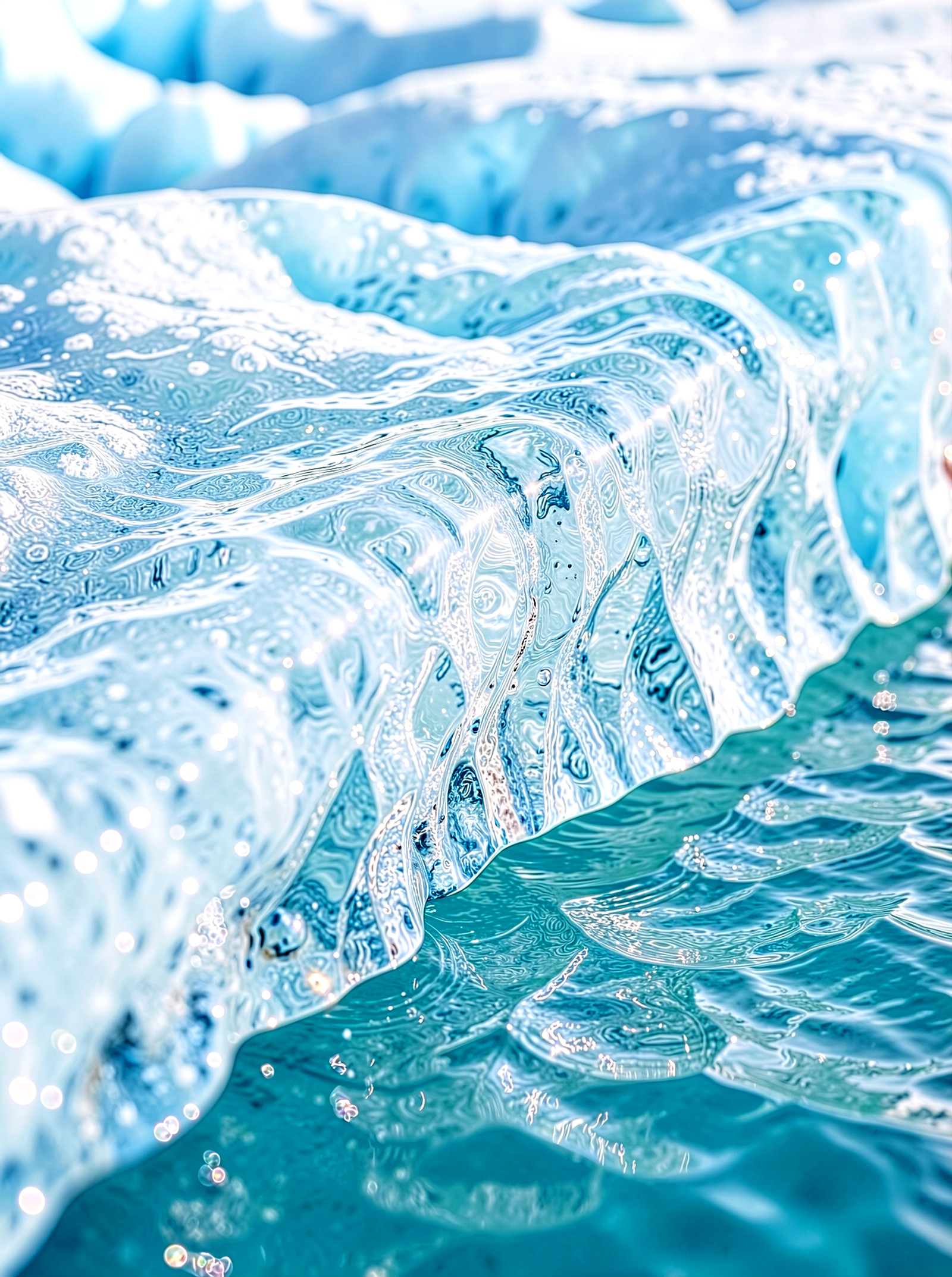 Top quality close-up of a glacier's edge with crystal clear ice, representing purity and freshness, for a cosmetic ad. <lora:YFG-ChatGPT-4o-Style-F2_Klein-3kv1:0.5> <lora:YFG-Obs-Flux2-Klein9b_3k-v1:0.5>