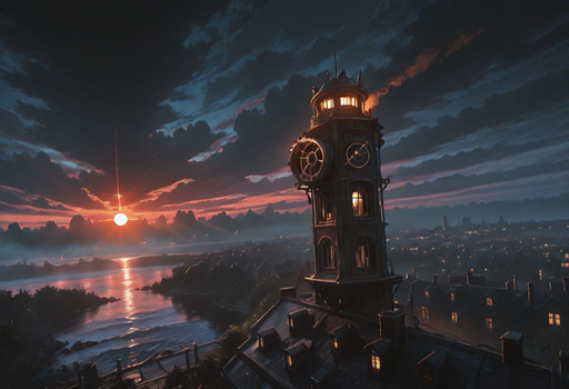 BREAK: very awa, aesthetically pleasing, masterpiece, best quality, high contrast, Clean Composition, dynamic lighting, exterior, vivid colors, photographic realism, dark picture, 
rooftop view, atmospheric haze, smog, fog, nature, dreary, gritty, night, overcast, 
BREAK:
<lora:DisBac_(Background)_(Illustrious)_(AD):1.25> DisBac, steampunk, city,  <lora:BSS_Visual Enhancer Slider:0.85>, <lora:Dramatic Lighting Slider:4>, <lora:AddMicroDetails_Illustrious:0.6> addmicrodetails, <lora:Modern_anime_render:0.15>,
n'ei, chiaroscuro, very awe, aesthetically pleasing, masterpiece, best quality, absurd details, dutch angle, wide shot, no humans,
river, sea, brick buildings, industry, steampunk style buildings, city, dramatic landscape, 
BREAK: lazypos,