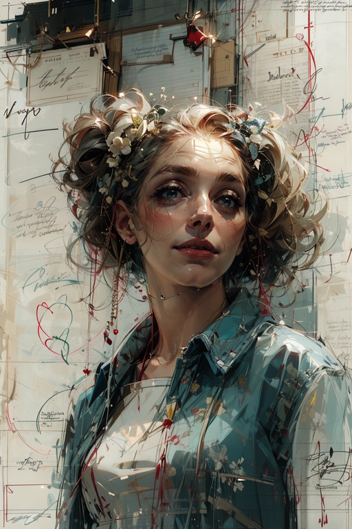 1girl, <lora:artisandraftstyle-v3rsefx-v1:1> adstyle, sketch, scenery, white background, english text, signature,
