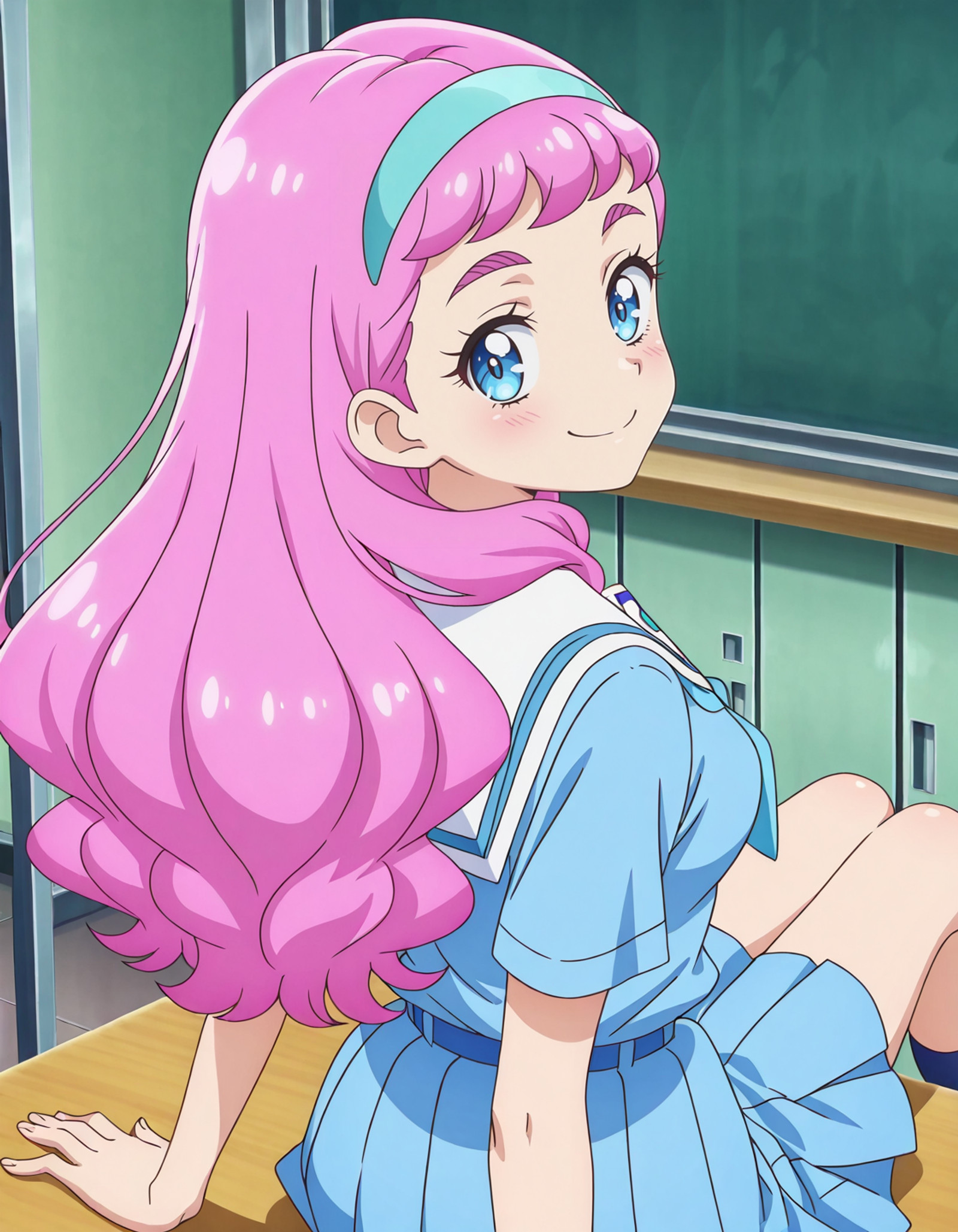 anime screencap,solo,1girl,lauralamer,lauraschool,smile, looking at viewer, medium breasts,from behind,sitting<lora:lauralamer_IL:0.8>
high definition,amazing quality,best quality,very aesthetic,masterpiece,absurdres,