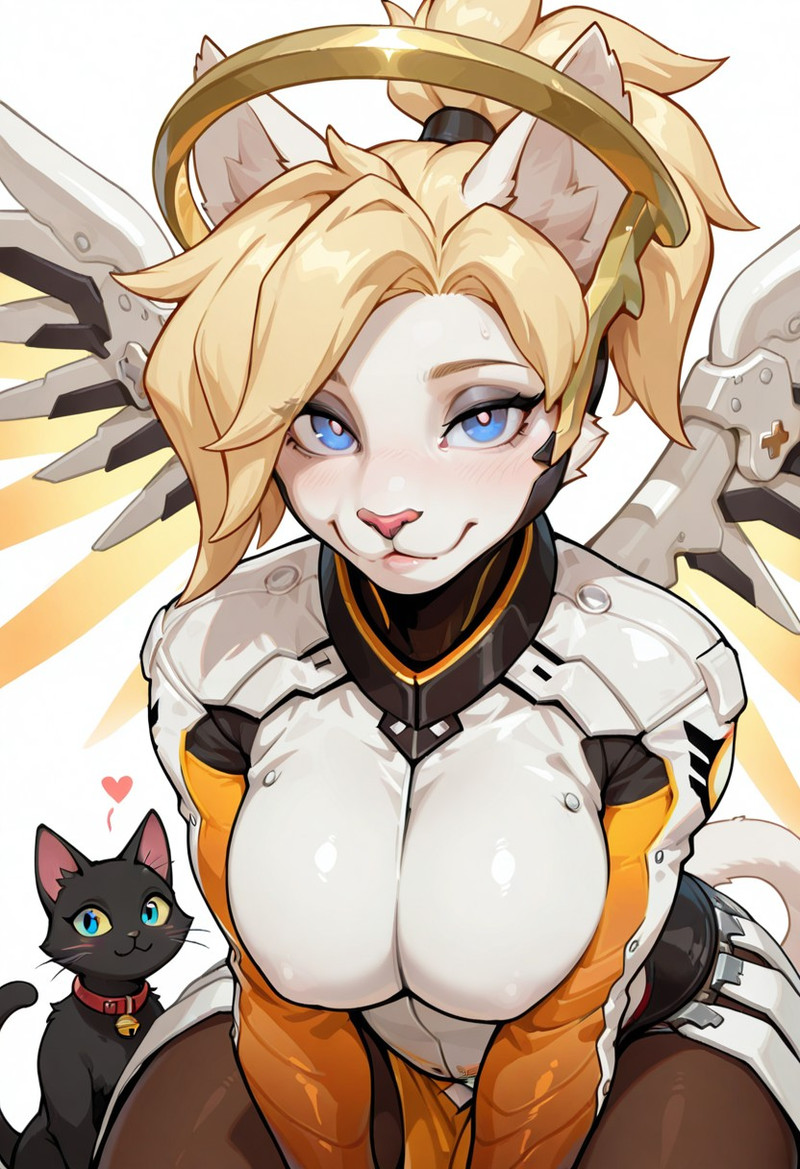 masterpiece, best quality, amazing quality,Mercy,blonde hair,blue eyes,mechanical wings,mechanical halo,high p