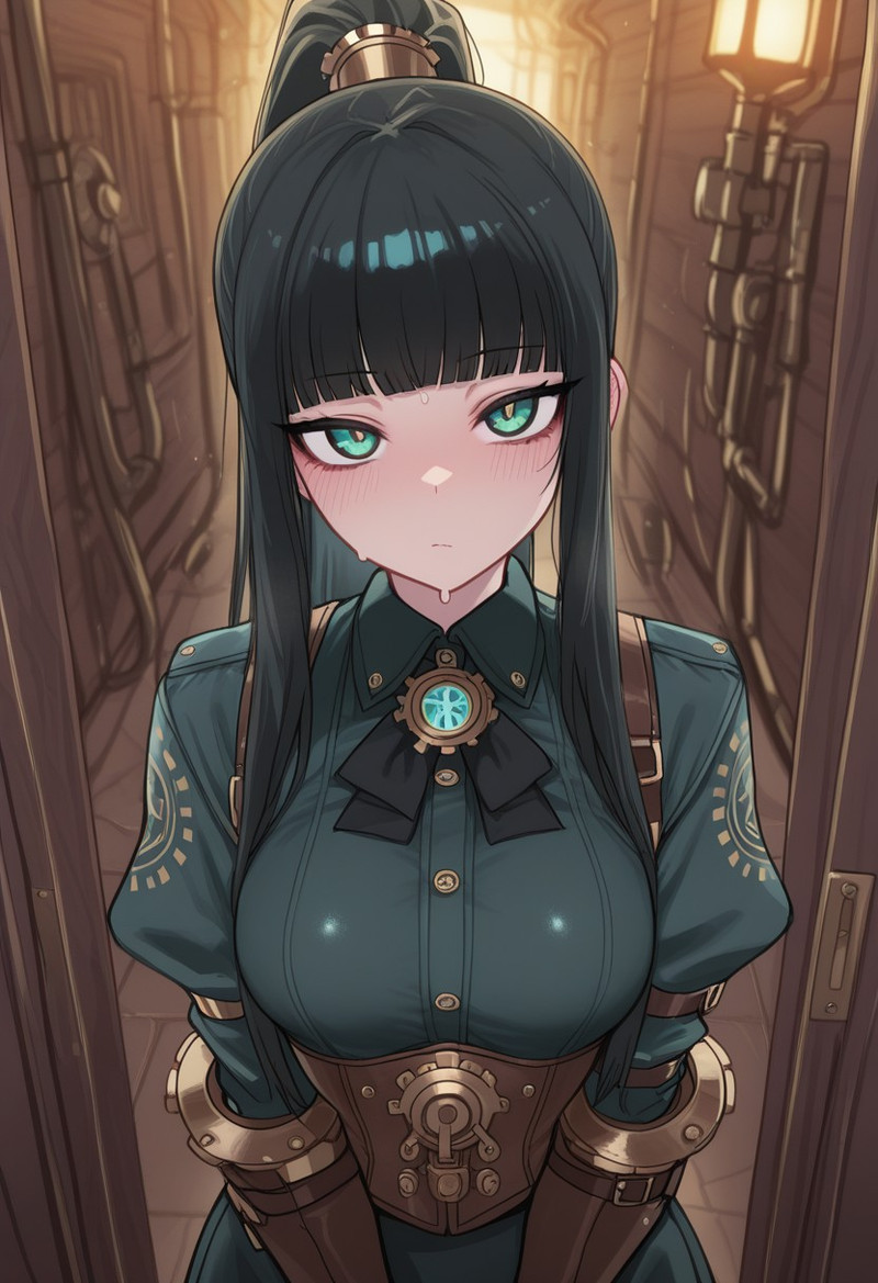 masterpiece, best quality, highly detailed, sharp focus, 1girl, solo, kkoi, long hair, black hair, blue eyes, 