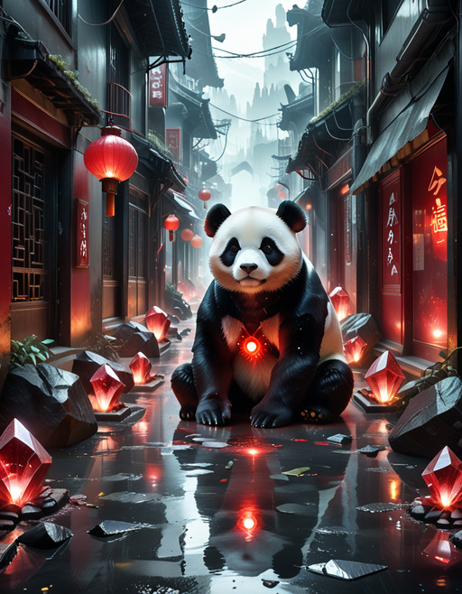 in a breathtaking scene bursting with obsidian shards, glowing reds, misty atmospheres, and that irresistible crystalline allure
lazypos,   <lora:add-detail-xl:0.85>     <lora:Obsidianify:1> Pandas in an alley