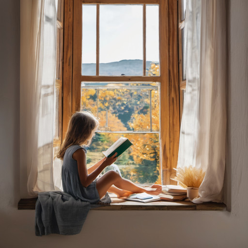 4n1mec3l, a girl reading on a window seat
