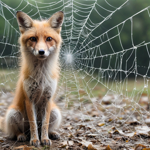 ( fox made of SpiderWeb:1.2), (no humans), SpiderWeb,
outdoor, scenery, blurred background, bokeh,
 <lora:allcobwebby:1>