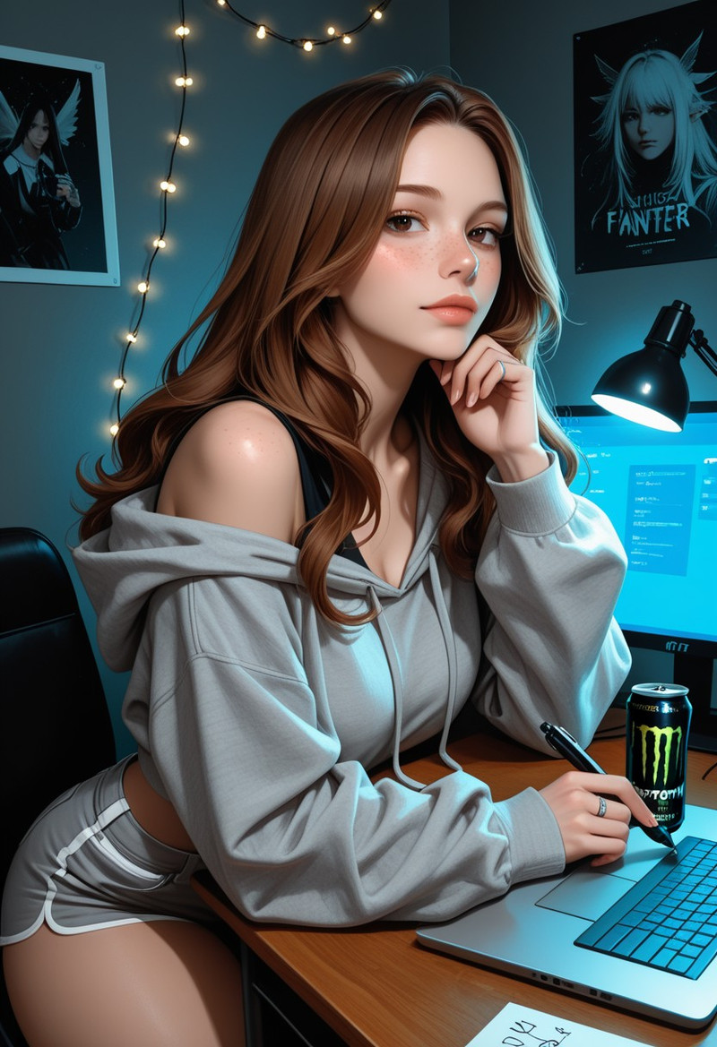 masterpiece, best quality, ultra detailed, 8k, realistic rendering, beautiful 19-year-old Caucasian woman sitt