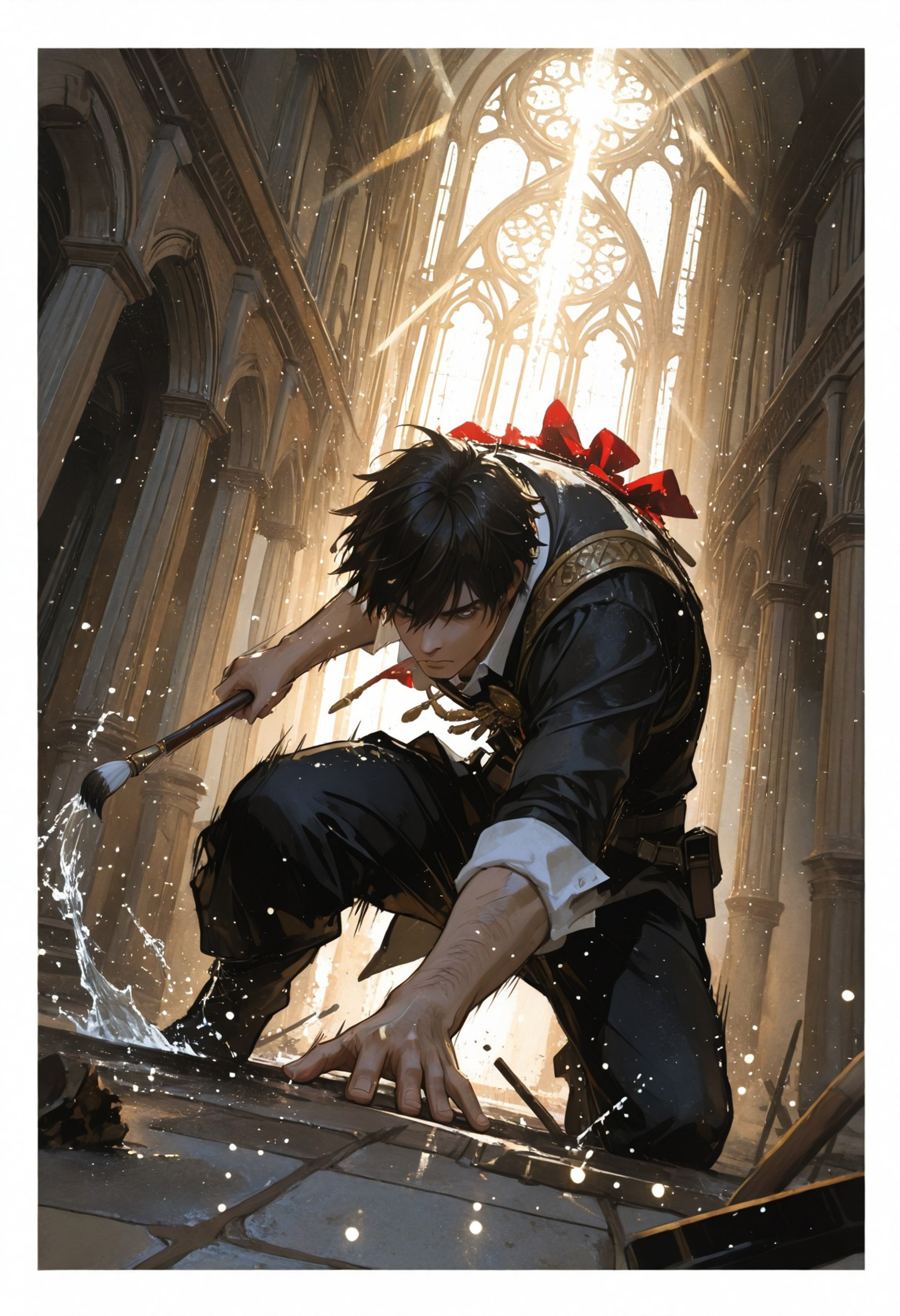 748cmstyle

(Yanjun Cheng:1.55), western comics \(style\), Oil-up style artwork:

Low dost thou lie, O Rome, neath the foot of the Teuton
Slaves are thy men, and bent to the will of thy conqueror:
Wither hath gone, great city, the race that gave law to all nations,
Subdu’d the east and the west, and made them bow down to thy consuls.
Knew not defeat, but gave it to all who attack’d thee?

rays of light, light particles in foreground

splashes, scratching, grainy, watercolor, brush strokes

Dynamic pose, dynamic angle, dynamic perspective

outside border, light particles, motion lines, painterly,