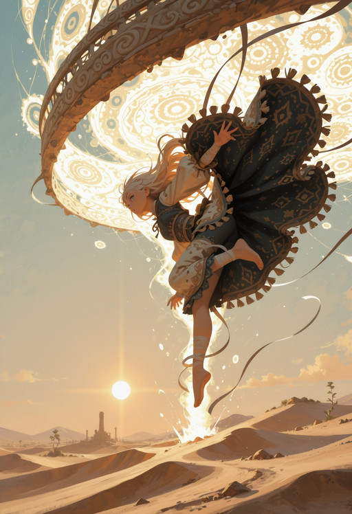ultra-HD, 8K, ultra detailed, concept art, masterpiece, best quality, amazing quality, newest, absurdres, highres, masterwork, detailed, high detail, very aesthetic, great atmosphere, amazing ambience, perfect composition, sharp focus, dramatic lighting, intricate, dynamic, rich color, (pastel colors theme), scenic, background, ((action, dynamic, tattered ethereal bandages, flowing white hair, desert of white sand, pale moonlight and silence)), 1girl, [moyazou \(kitaguni moyashi seizoujo\):hong_\(white_spider\):0.75], (mimonel:waterring:0.4), (moyoron:haimura kiyotaka:0.4), BurstDaal, linele55fantasy, no lineart, patterned clothes, enchanted, magical, glowing, bright, illuminated, magic, pretty, professional, winning, extremely fine, epic, cinematic, stunning, striking, gorgeous, creative, beautiful, cool, futuristic, highly coherent