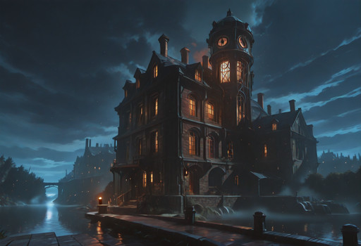 BREAK: very awa, aesthetically pleasing, masterpiece, best quality, high contrast, Clean Composition, dynamic lighting, exterior, vivid colors, photographic realism, dark picture, 
rooftop view, atmospheric haze, smog, fog, nature, dreary, gritty, night, overcast, 
BREAK:
<lora:DisBac_(Background)_(Illustrious)_(AD):1.25> DisBac, steampunk, city,  <lora:BSS_Visual Enhancer Slider:0.85>, <lora:Dramatic Lighting Slider:4>, <lora:AddMicroDetails_Illustrious:0.6> addmicrodetails, <lora:Modern_anime_render:0.15>,
n'ei, chiaroscuro, very awe, aesthetically pleasing, masterpiece, best quality, absurd details, dutch angle, wide shot, no humans,
river, sea, brick buildings, industry, steampunk style buildings, city, dramatic landscape, 
BREAK: lazypos,