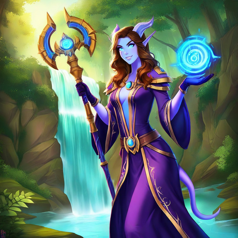masterpiece, high quality, 1female, solo, adult, highly detailed, World of Warcraft, WoW, draenei, drnei, purp