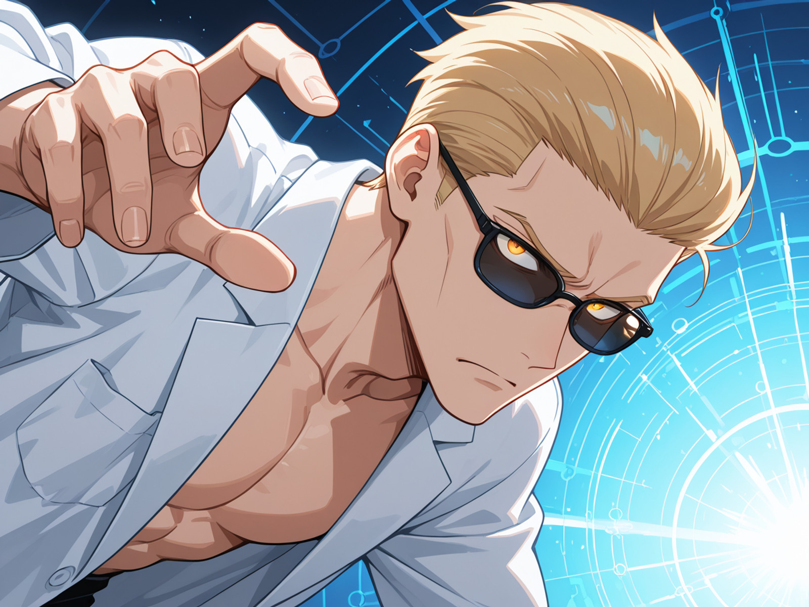 source_anime, absolutely gorgeous, ray tracing, interesting, exciting, spectacular, wonderful, amazing quality, absolutely eye-catching, very awa, lazypos1, (Sharp:1.5), (rendered:1.3),
BREAK best aesthetic, absurdres, anime illustration, Volumetric_Lighting, ultra-detailed, very aesthetic, intricate details, best_quality, anime style, Dramatic Lighting, perfect composition, dynamic lighting, vibrant colors, sharp lines, soft anime shading, smooth soft shadows, gradual shadow transitions, gentle gradients on skin and clothes, blended shading, soft diffuse shadows, airbrushed shadows, subtle soft highlights and shadows, (soft shading:1.35), (smooth gradients:1.3), volumetric soft lighting, cinematic soft shadows,
BREAK (((confronting dangerous enemies))), dynamic pose, F4st,
BREAK Adult male, MiddleAged male, 45 years old male, male focus, (((<lora:albertwesker-guy-PONYv1:0.8>, albertwesker, 1boy, toned, athletic, fit, mature male))), glistening skin, perfection style, perfection, five fingers,
BREAK (((wearing wearing a lab coat with a device that manipulates quantum fields))), ((sunglasses:1.3)),
BREAK ((slicked back hair, (short hair:1.7), blonde)),
BREAK ((angular face, sharp_featured face, handsome, charming, alluring)), orange iris, (sharp iris details), intricate iris detail, expressive eyes, perfect eyes, eyes hd, detailed eyes, pair of eyes, iris lines, double catchlights,
BREAK (((sad, frown))), Expressive, emotional, Face Detailed,
BREAK (((set in Circus))), (((Insert Shot))), dynamic angle, 4k, 8k, Ultra HD, Masterpiece, Best quality, Detailed background, foreshortening, extreme perspective,