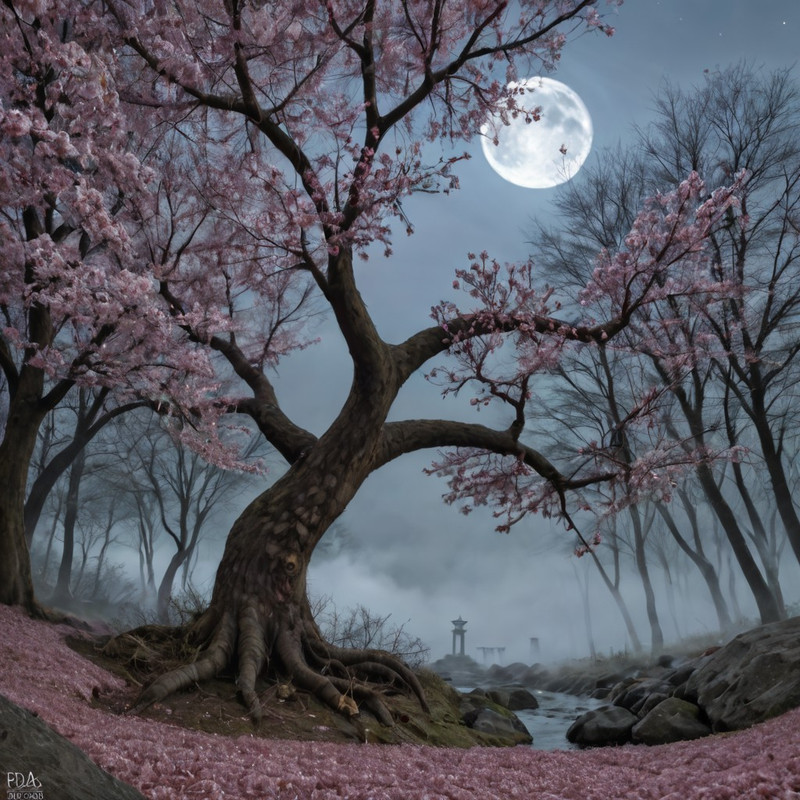 Wallpaper Set the background in a gloomy cemetery at night, with several dried-up trees and crows perched on t