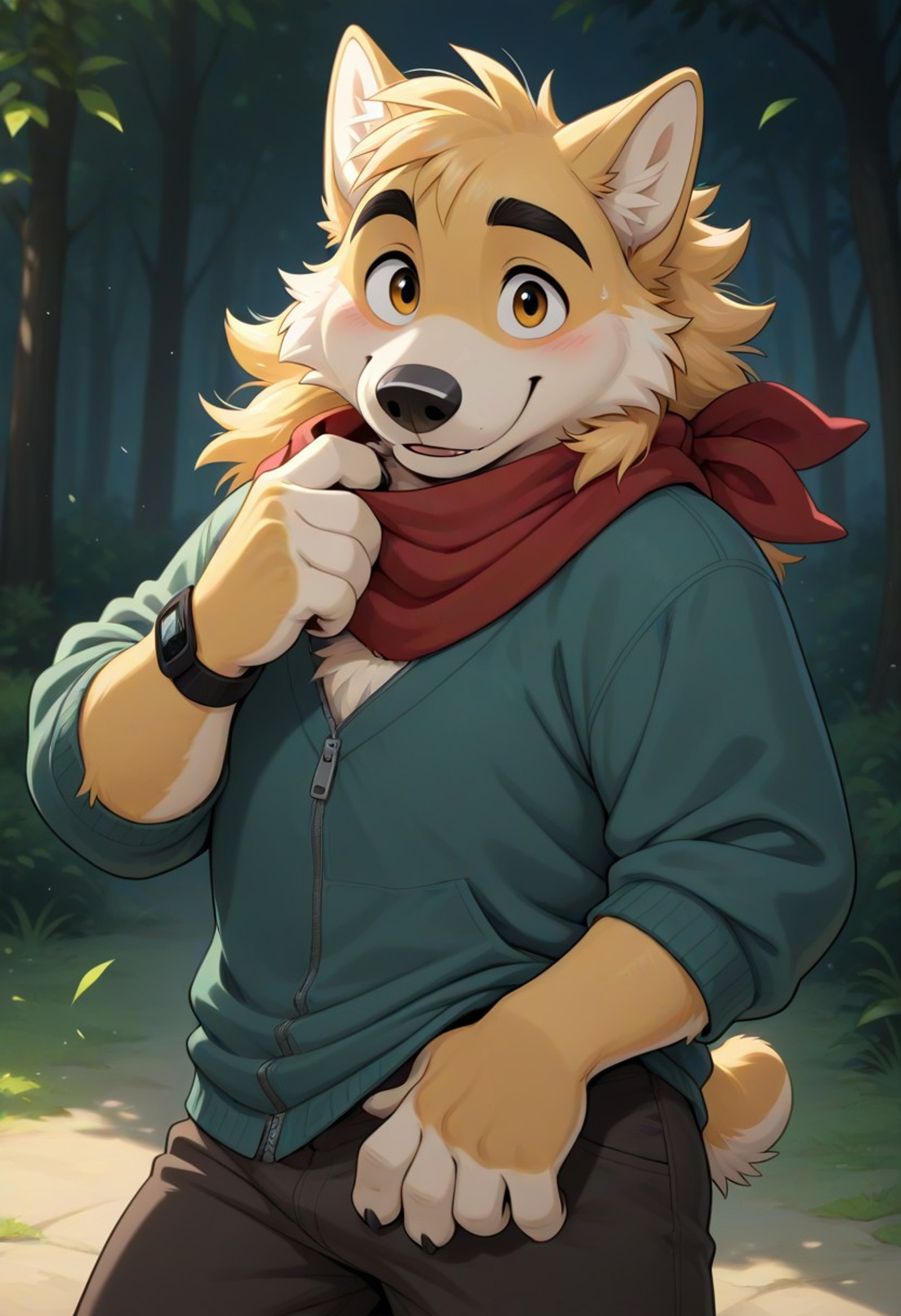 1boy, furry, looking at viewer