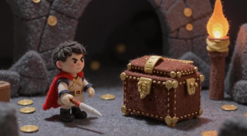 F3ltCut0u7, a funny and suspenseful cinematic diorama in a layered felt cutout style set within a dark, treasu
